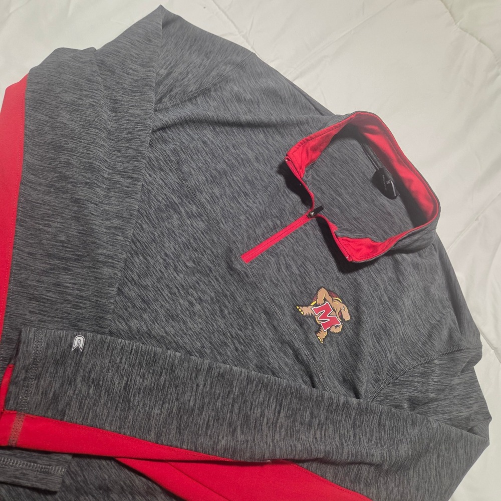 Colosseum Maryland Terrapins Mens Medium Gray Red Quarter Zip Pullover Jacket
